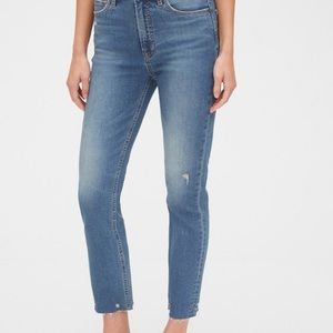 GAP High Rise Distressed Cigarette Jeans